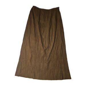 J Jill Satin Maxi Crinkle Skirt Brown Camel Size 6 Fairy Boho Western Peasant